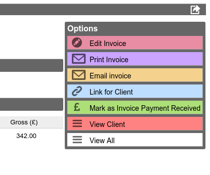 Options for each invoice